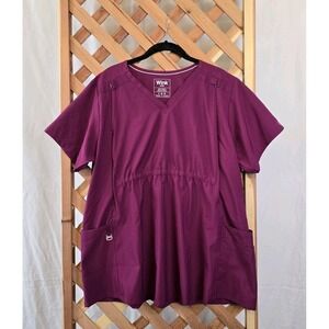 NEW Wink Scrubs for Women - W123 Maternity V-Neck Scrub Top - Color Wine - Sz L